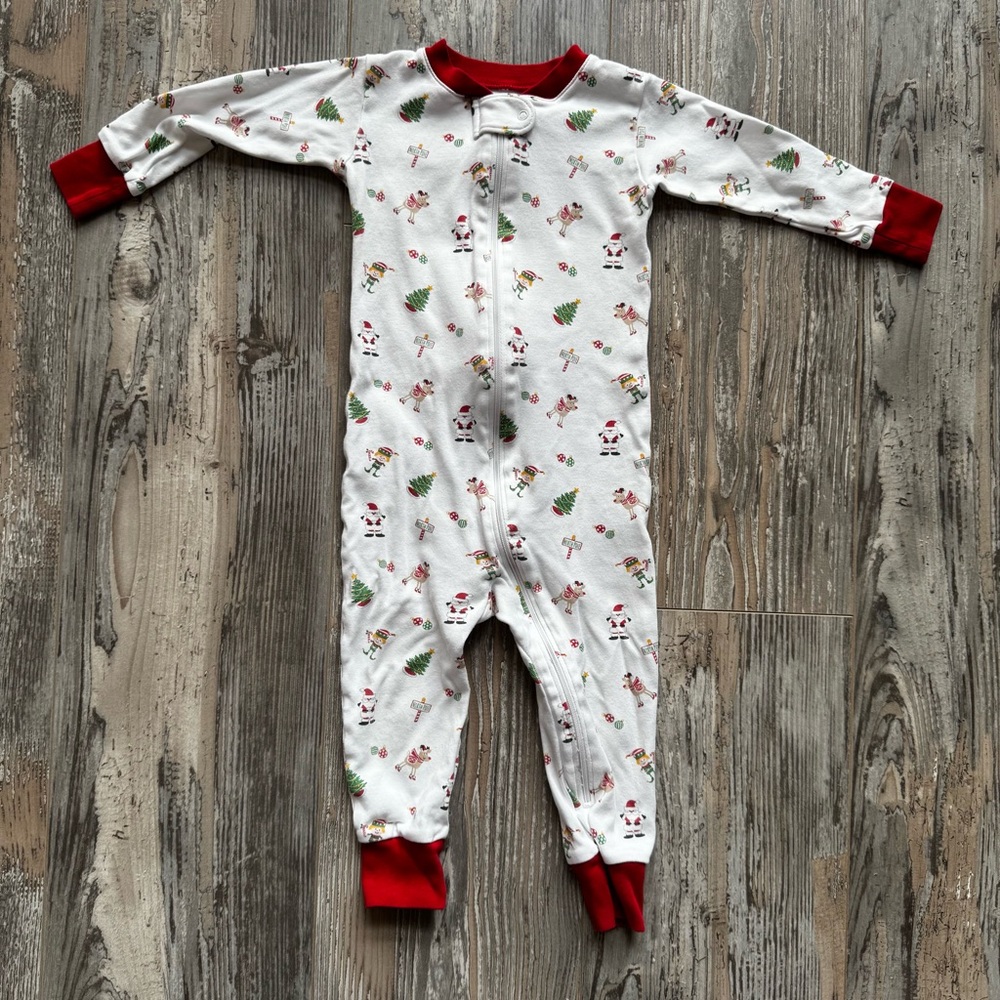 Toddler Kissy Kissy Christmas Holiday One Piece Zipper Pajamas Long Sleeve